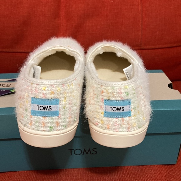 TOMS ALPARGATA CUPSOLES NATURAL CHENILLE SWEATER KNIT/FAUX FUR SIZE 9 - Picture 3 of 7